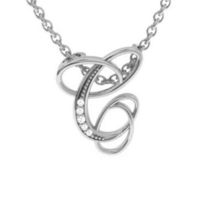 Diamond Initial Necklace | Letter C Initial Necklace In White Gold | SuperJeweler