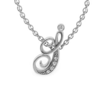 Diamond Initial Necklace | Letter I Initial Necklace In White Gold | SuperJeweler