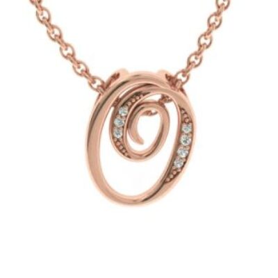 Diamond Initial Necklace | Letter O Initial Necklace In Rose Gold | SuperJeweler