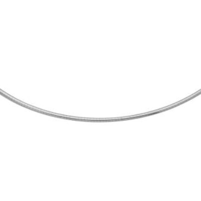 14 Karat White Gold 2.0 mm 16 Inch Round Omega Chain Necklace