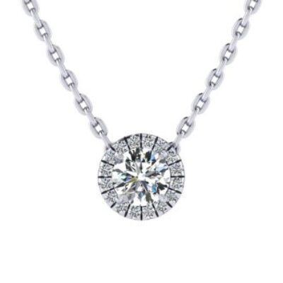 Halo Diamond Necklace | 1/2ct Halo Diamond Necklace In 14K White Gold | SuperJeweler