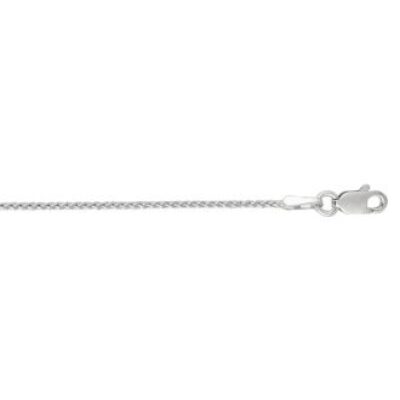 14 Karat White Gold 1.1mm 16 Inch Round Diamond Cut Wheat Chain Necklace | SuperJeweler