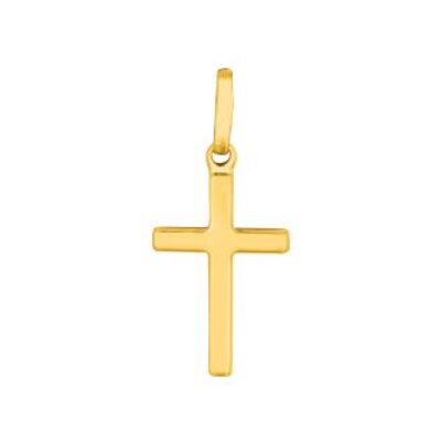 Diamond Cross Necklace | 14 Karat Yellow Gold All Shiny Small Cross Pendant