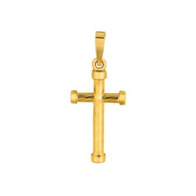 Diamond Cross Necklace | 14 Karat Yellow Gold Shiny Small Fancy Cross Pendant