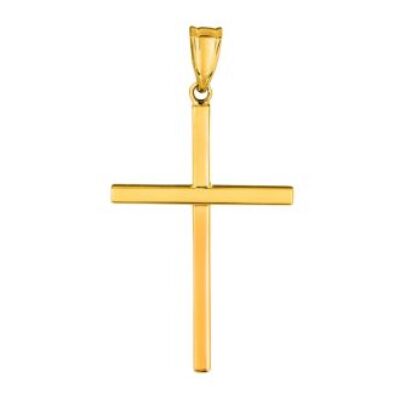 Diamond Cross Necklace | 14 Karat Yellow Gold All Shiny Small Cross Pendant