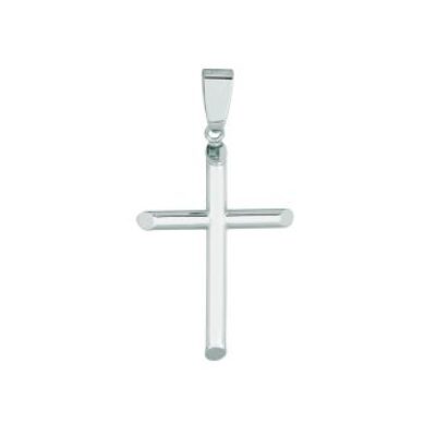 Diamond Cross Necklace | 14 Karat White Gold All Shiny Small Cross Pendant