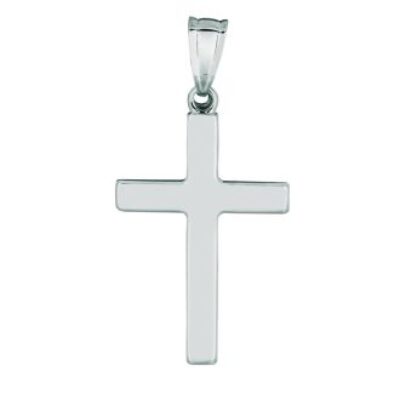 Diamond Cross Necklace | 14 Karat White Gold All Shiny Small Cross Pendant