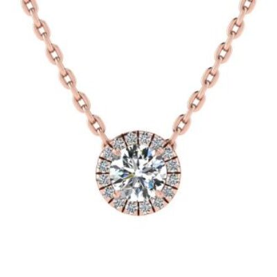 Halo Diamond Necklace | 1/2ct Halo Diamond Necklace In 14K Rose Gold | SuperJeweler