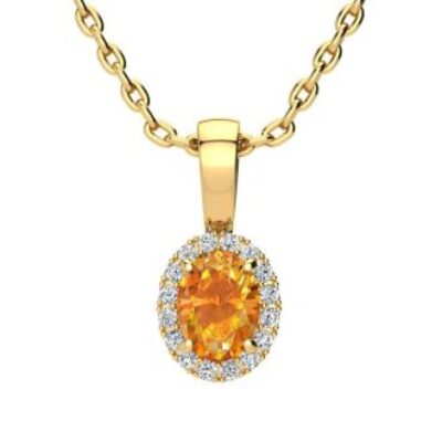 November Birthstone | Citrine Necklace | 1/2ct Citrine and Diamond Heart Pendant In 14K Yellow Gold | SuperJeweler