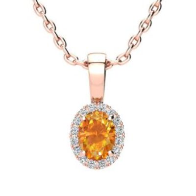 November Birthstone | Citrine Necklace | 1/2ct Citrine and Diamond Heart Pendant In 14K Rose Gold | SuperJeweler