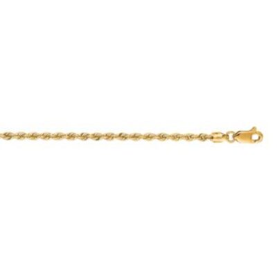 14 Karat Yellow Gold 2.5mm 16 Inch Solid Rope Chain