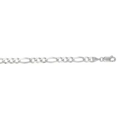 14 Karat White Gold 4.60mm 22 Inch Diamond Cut Classic Figaro Chain