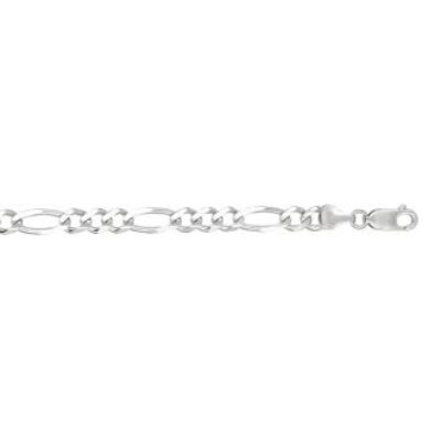 14 Karat White Gold 6.0mm 22 Inch Diamond Cut Classic Figaro Chain