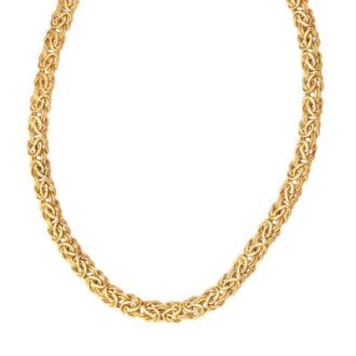 14 Karat Yellow Gold 9.0mm 20 Inch Shiny Byzantine Necklace