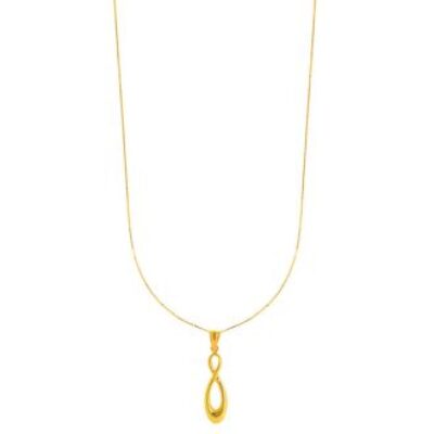 14 Karat Yellow Gold 32mm 18 Inch Shiny Infinity Pendant Necklace