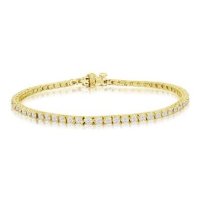 Diamond Tennis Bracelet | 3 Carat Diamond Tennis Bracelet In 14 Karat Yellow Gold, 7 Inches | SuperJeweler