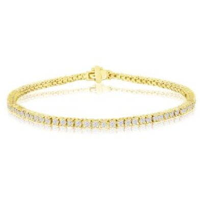 Diamond Tennis Bracelet | 2.30 Carat Diamond Tennis Bracelet In 14 Karat Yellow Gold, 8 Inches | SuperJeweler