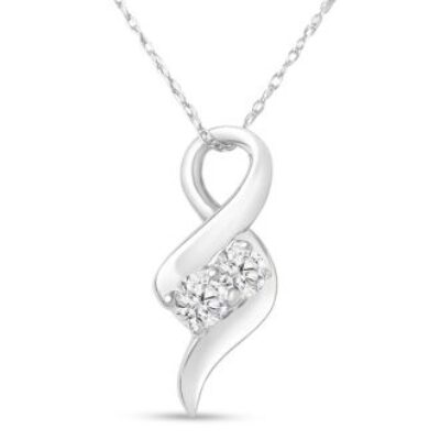 1/4 Carat Two Stone Diamond Intertwined Necklace In 14K White Gold | SuperJeweler.com