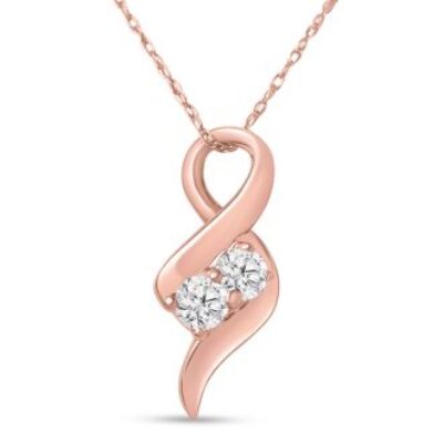 1/4 Carat Two Stone Diamond Intertwined Necklace In 14K Rose Gold | SuperJeweler.com