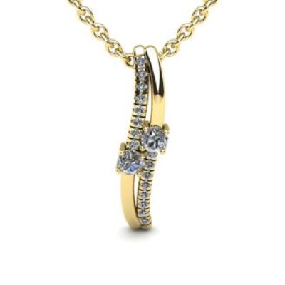 1/3 Carat Two Stone Diamond Curve Necklace In 14K Yellow Gold | SuperJeweler.com