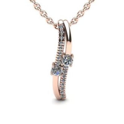 1/3 Carat Two Stone Diamond Curve Necklace In 14K Rose Gold | SuperJeweler.com