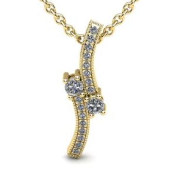 1/3 Carat Two Stone Diamond Swirl Necklace In 14K Yellow Gold | SuperJeweler.com