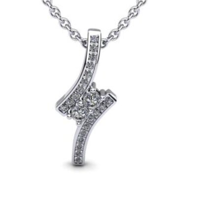 1/3 Carat Two Stone Diamond Pendant Necklace In 14K White Gold | SuperJeweler.com