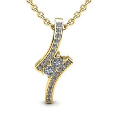 1/3 Carat Two Stone Diamond Pendant Necklace In 14K Yellow Gold | SuperJeweler.com