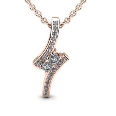 1/3 Carat Two Stone Diamond Pendant Necklace In 14K Rose Gold | SuperJeweler.com