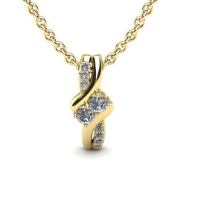 1/4 Carat Two Stone Diamond Knot Necklace In 14K Yellow Gold | SuperJeweler.com