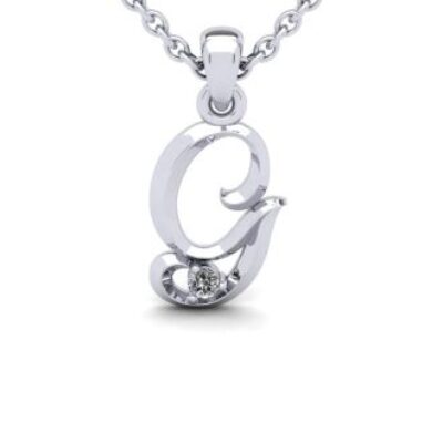 Diamond Initial Necklace | Letter G Initial Necklace In White Gold | SuperJeweler