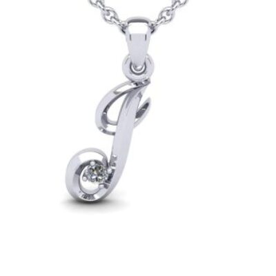 Diamond Initial Necklace | Letter J Initial Necklace In White Gold | SuperJeweler