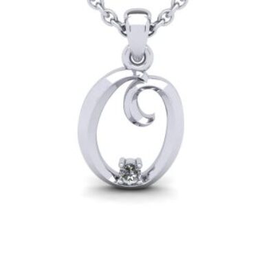 Diamond Initial Necklace | Letter O Initial Necklace In White Gold | SuperJeweler