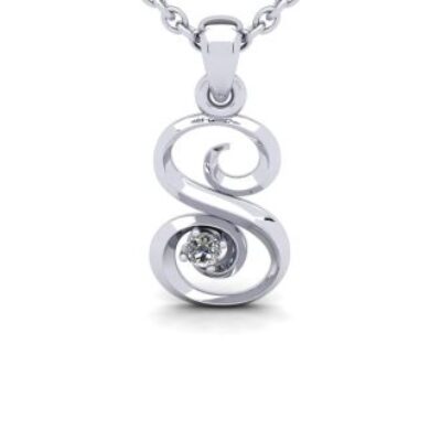 Diamond Initial Necklace | Letter S Initial Necklace In White Gold | SuperJeweler