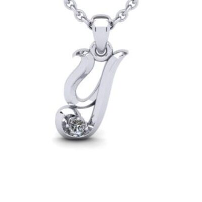 Diamond Initial Necklace | Letter Y Initial Necklace In White Gold | SuperJeweler