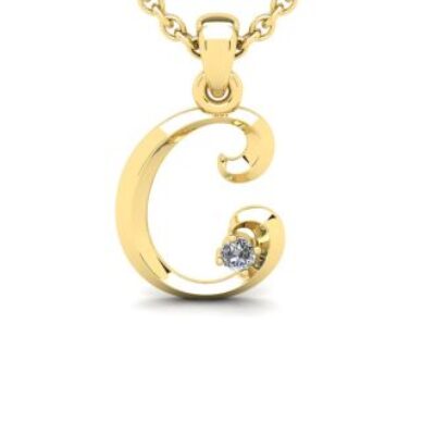 Diamond Initial Necklace | Letter C Initial Necklace In Yellow Gold | SuperJeweler