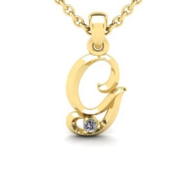 Diamond Initial Necklace | Letter G Initial Necklace In Yellow Gold | SuperJeweler