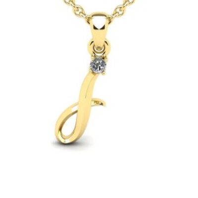 Diamond Initial Necklace | Letter I Initial Necklace In Yellow Gold | SuperJeweler