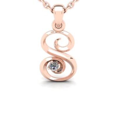 Diamond Initial Necklace | Letter S Initial Necklace In Rose Gold | SuperJeweler