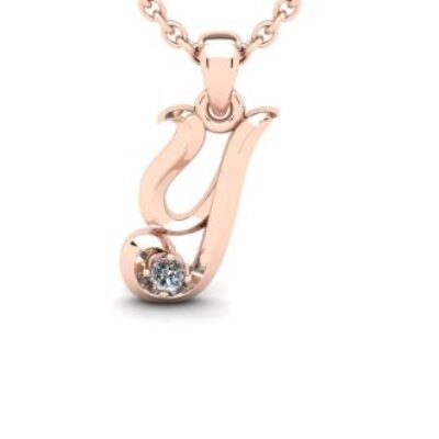 Diamond Initial Necklace | Letter Y Initial Necklace In Rose Gold | SuperJeweler