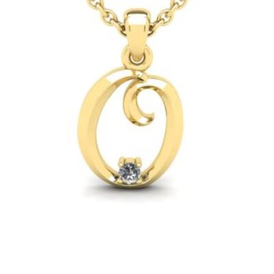 Diamond Initial Necklace | Letter O Initial Necklace In 14K Yellow Gold | SuperJeweler