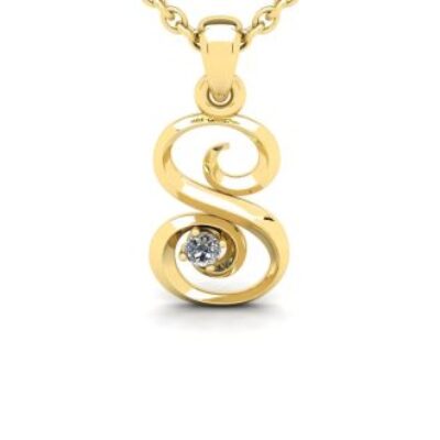 Diamond Initial Necklace | Letter S Initial Necklace In 14K Yellow Gold | SuperJeweler