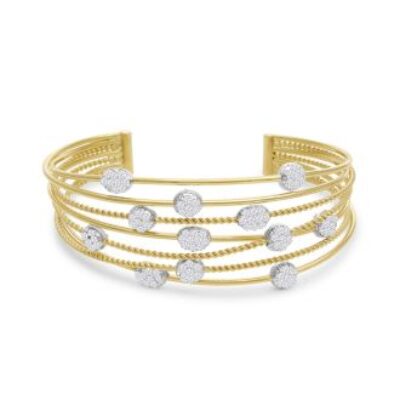 SuperJeweler.com | 14 Karat Yellow Gold 2 Carat Pave Diamond Cuff Bangle Bracelet