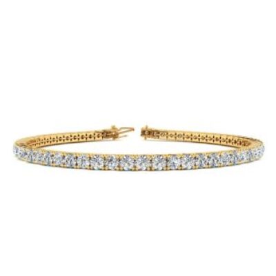 Diamond Tennis Bracelet | 4 Carat Diamond Tennis Bracelet In 14 Karat Yellow Gold, 7 Inches | SuperJeweler