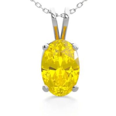 November Birthstone | Citrine Necklace | 1/2ct Oval Citrine Necklace In Sterling Silver | SuperJeweler