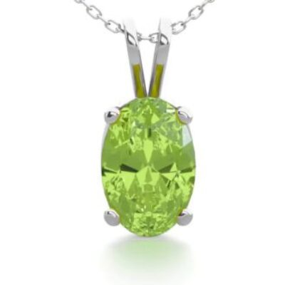 Peridot Necklace | August Birthstone | 1/2ct Oval Peridot Necklace In Sterling Silver | SuperJeweler