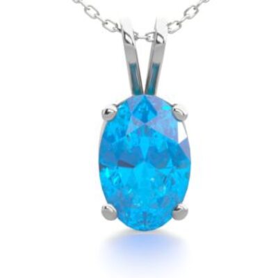 1/2 Carat Oval Blue Topaz Necklace in Sterling Silver | Blue Gemstones | Blue Topaz Necklace | December Birthstone | Best Jewelry Deals