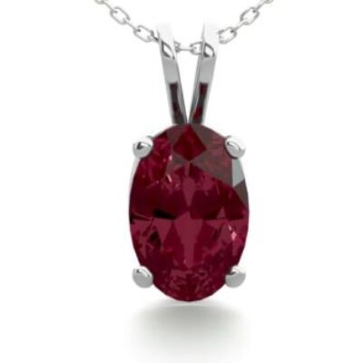 Garnet Necklace | January Birthstone | 1/2 Carat Oval Garnet Necklace in Sterling Silver