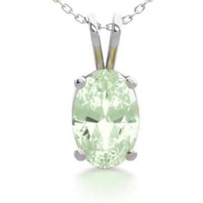 Green Amethyst | Green Amethyst Necklace | 1/2ct Oval Green Amethyst Necklace In Sterling Silver | SuperJeweler