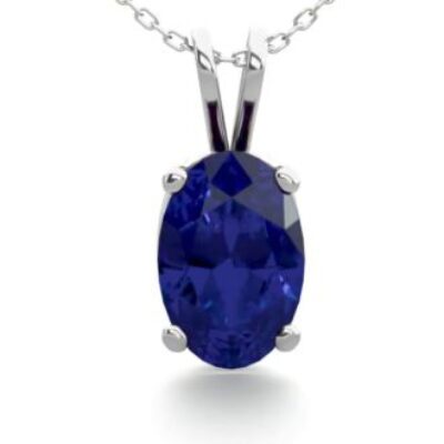 Sapphire Necklace | September Birthstone | 1/2ct Oval Sapphire Necklace In Sterling Silver | SuperJeweler